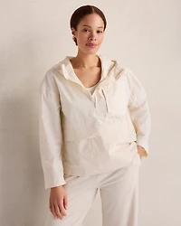 Crinkle Nylon Half-Zip Hooded Jacket