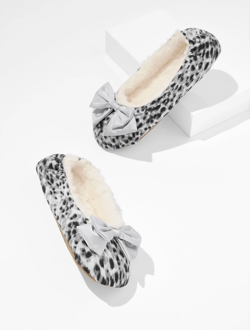 Lena Bow Slippers - Swirly Animal