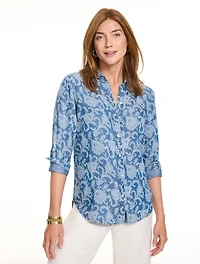 Denim Modern Classic Shirt - Lacey Jacobean