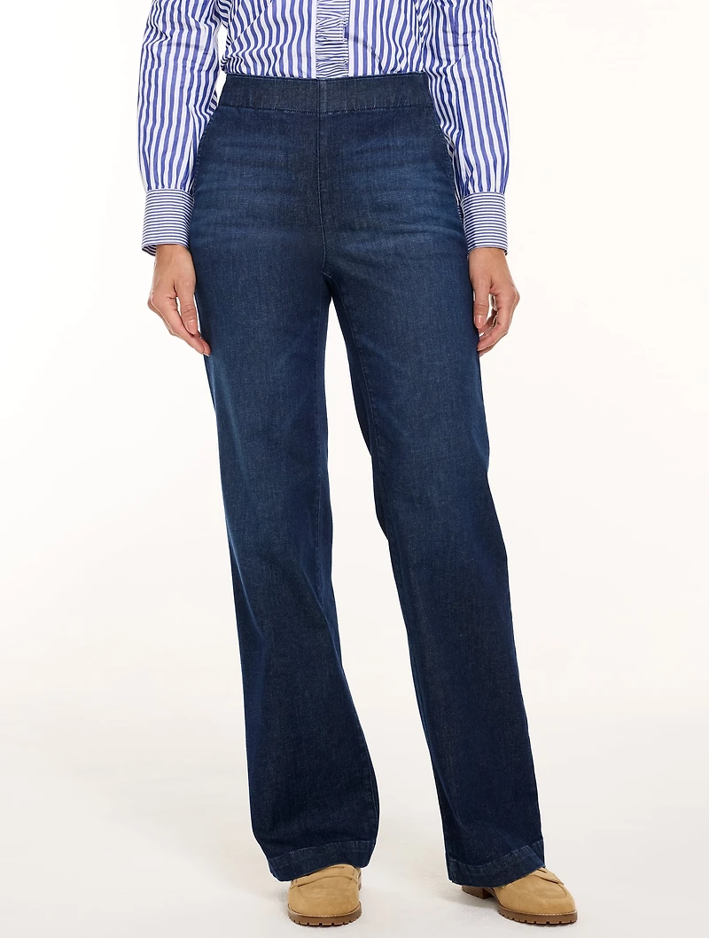 Trouser Pull-On Travel Jeans - Bethune Wash