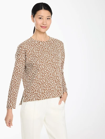 Dreamy Leopard Jacquard Crewneck Pullover