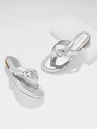 Gia Buckle Metallic Thong Sandals