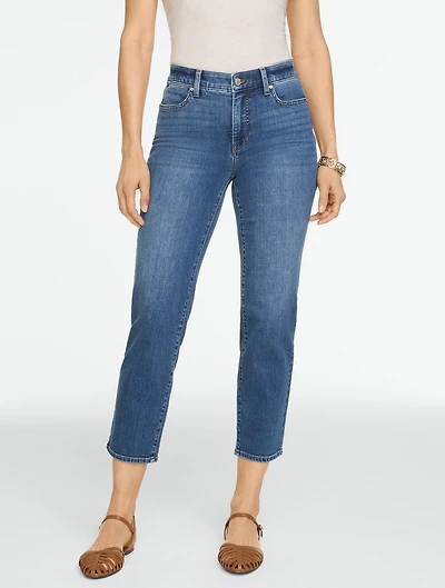 Straight Crop Lightweight Jeans - Clarendon Wash