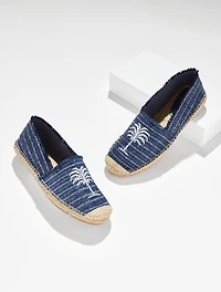 Izzy Raffia Espadrille Flats - Palm Tree