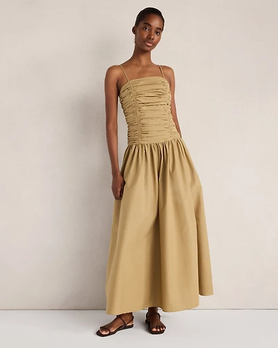 Organic Cotton Poplin Ruched Bodice Dress