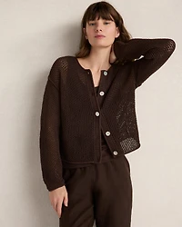 Cotton Blend Open Stitch Cardigan