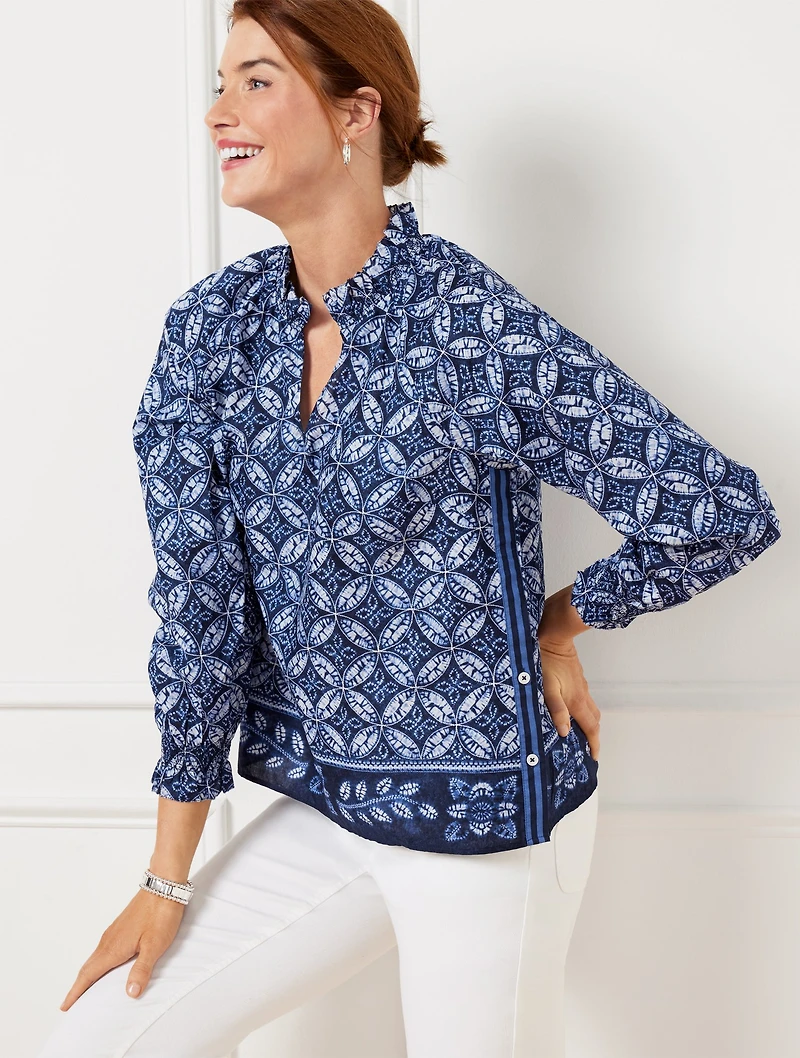 Side Button Top - Medallion Tie-Dye