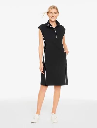 Piqué Half-Zip Dress - Piped
