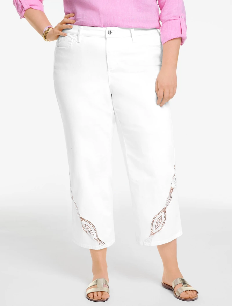 Wide Crop Jeans - White