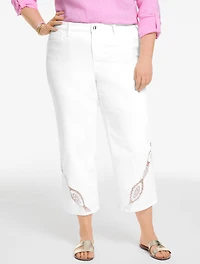 Wide Crop Jeans - White