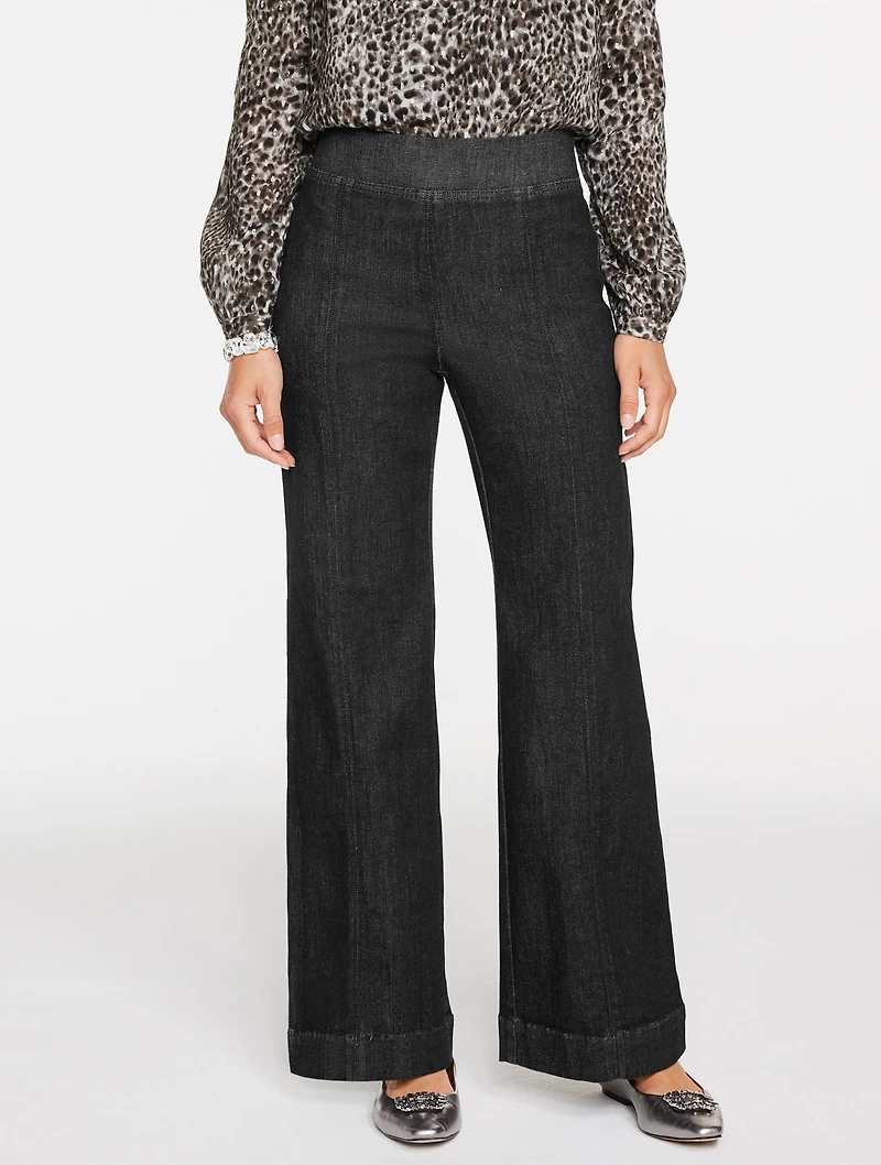 Flare Leg Pull-On Travel Jeans - Crescent Wash