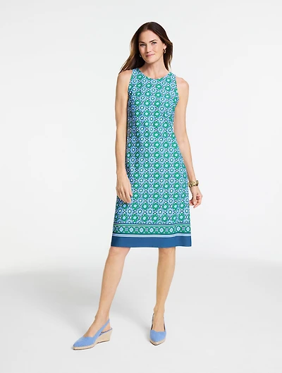 Effortless Jersey Sleeveless Shift Dress - Medallion Border
