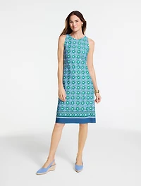 Effortless Jersey Sleeveless Shift Dress - Medallion Border