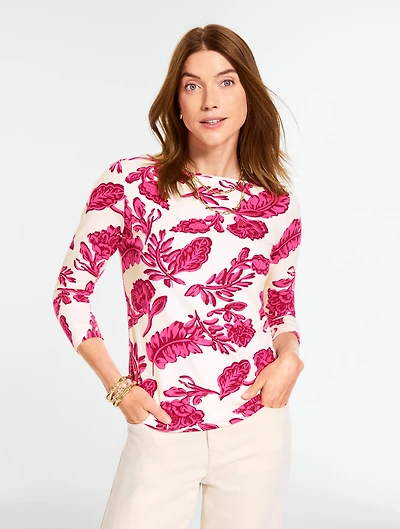 Bateau Neck Tee - Shadow Floral