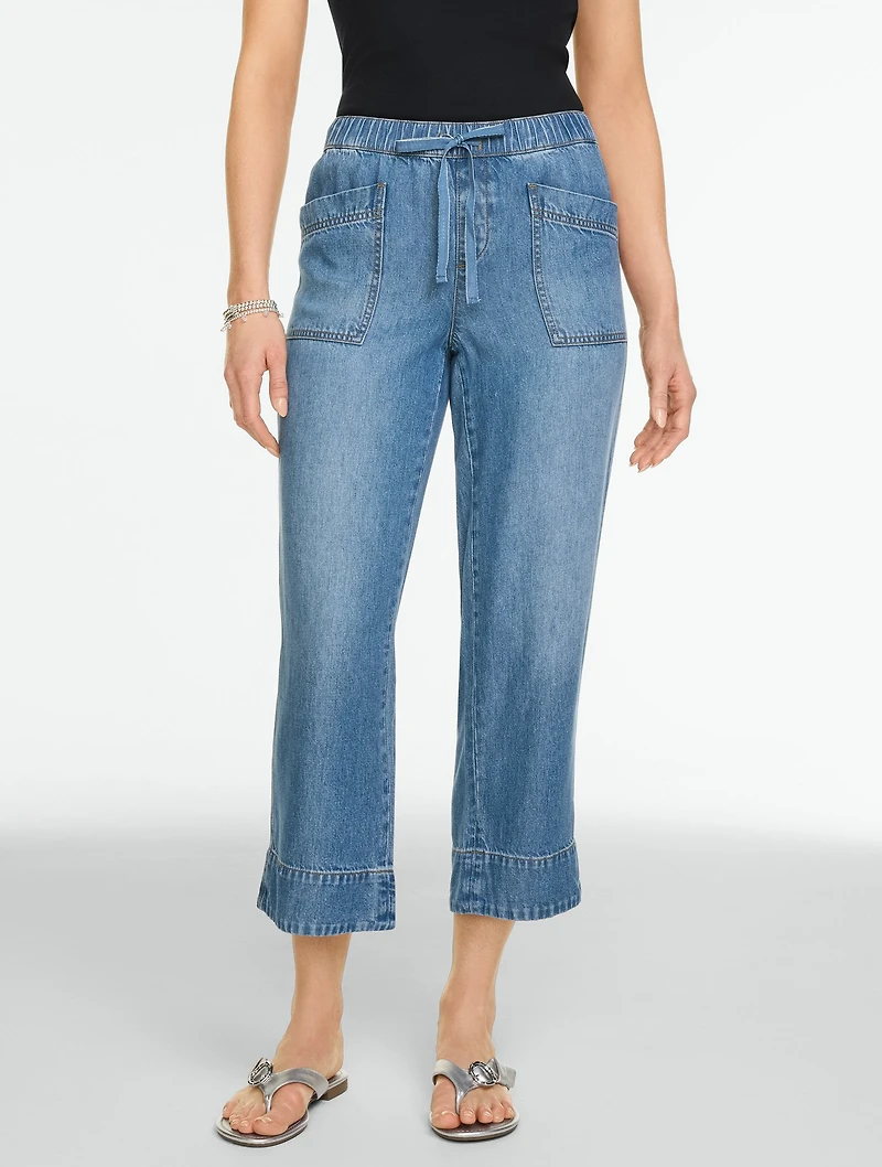 Straight Crop Pull-On Jeans - Sedona Wash