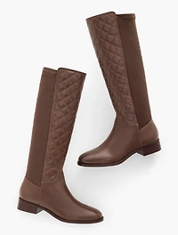Tish Stretch Quilted Leather Tall Boots