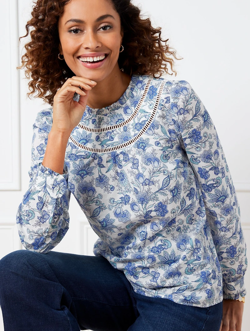 Ruffle Trim Blouse - Flourish Floral
