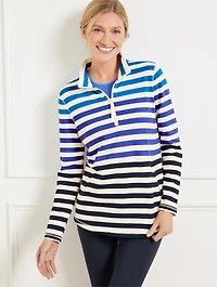 Modal French Terry Half-Zip Pullover - York Stripe