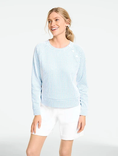 Snap Button Crewneck Sweatshirt - Picnic Gingham