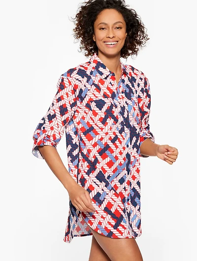 Aqua Club Gauze Shirt Cover-Up - Nautical Vibes