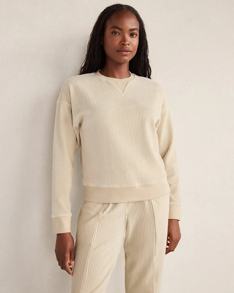Corded Velour Crewneck Pullover