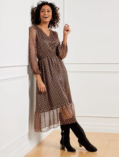 Fit & Flare Midi Dress - Dainty Medallion