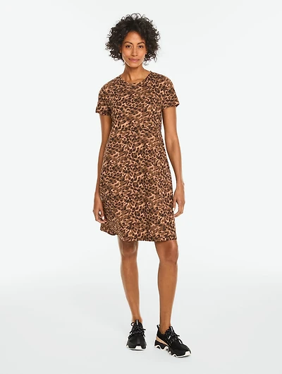 Luxe Jersey Short Sleeve Dress - Dreamy Leopard