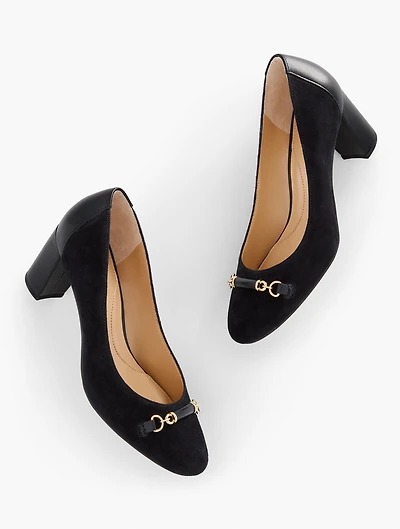 Ellery Bit Block Heel Pumps - Suede