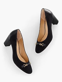 Ellery Bit Block Heel Pumps - Suede