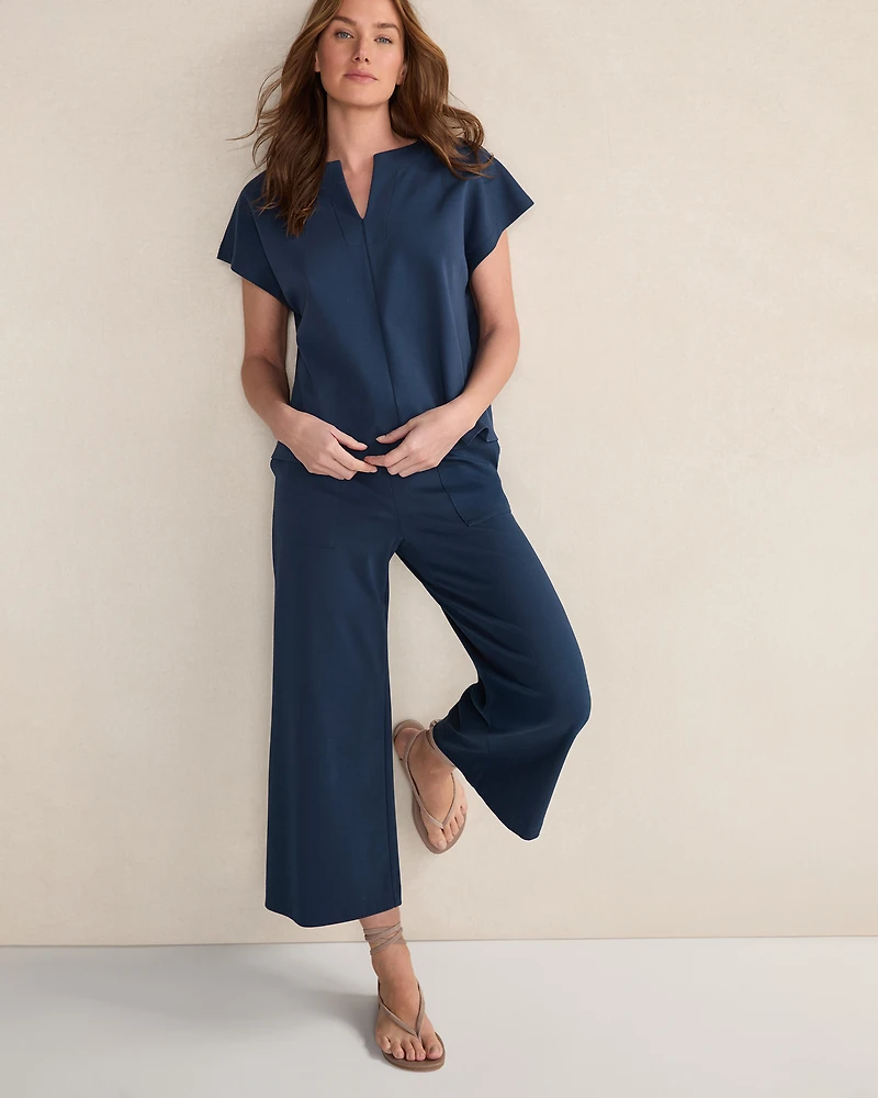 Organic Cotton Interlock Split Neck Top