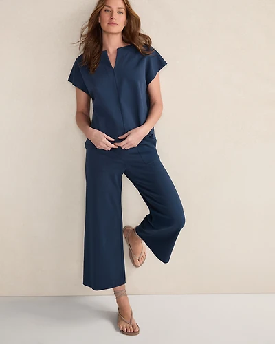 Organic Cotton Interlock Split Neck Top