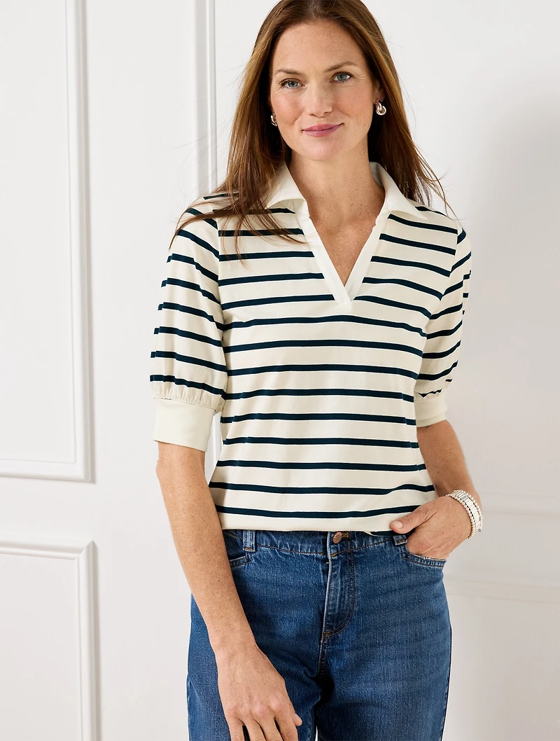 Johnny Collar Pullover - Primrose Stripe