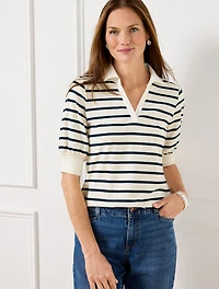 Johnny Collar Pullover - Primrose Stripe