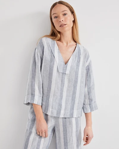 Linen Ombré Stripe V-Neck Top