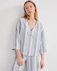 Linen Ombré Stripe V-Neck Top