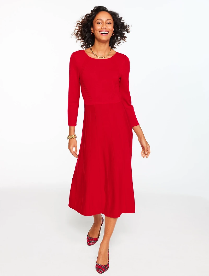 Merino Wool Pleated Sweater Dress
