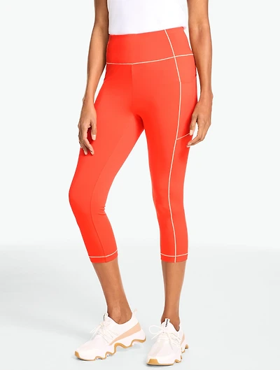 Performance Compression Pedal Pushers Leggings - Contrast Stitch