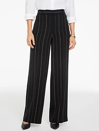Wide Leg Polished Crepe Pants - Majestic Stripe