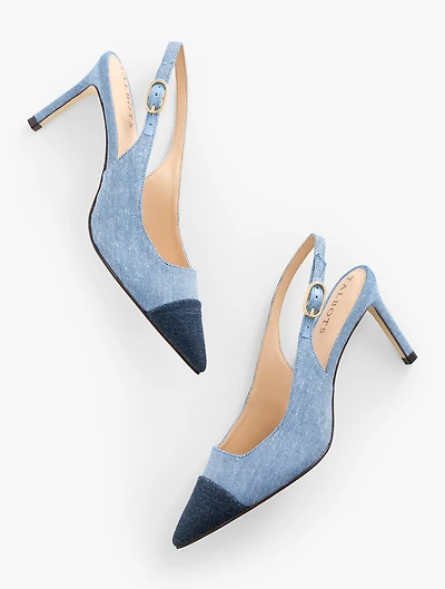 Elena Denim Slingback Pumps