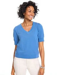 Short Sleeve V-Neck Sweatshirt - Garment Dyed