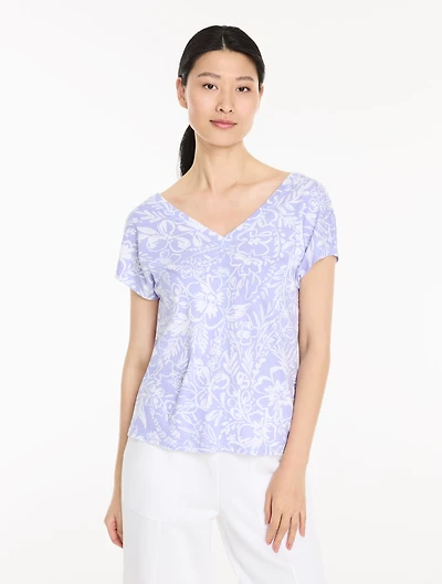 Short Sleeve V-Neck Tee - Garden Floral