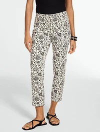 Straight Crop Jeans - Jacobean Vines