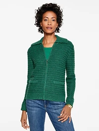 Tweed Zip Front Cardigan