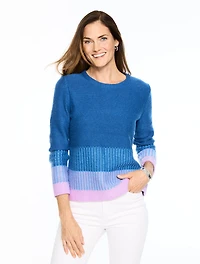 Plaited Stripe Crewneck Sweater