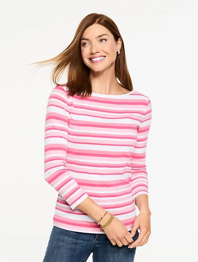 Bateau Neck Tee - Joleen Stripe