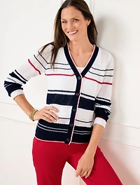 V-Neck Cardigan - Pop Stripe