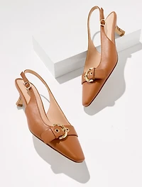 Tabitha Buckle Nappa Slingback Pumps