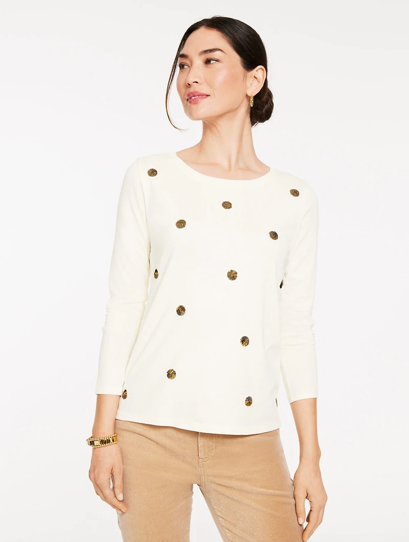 Long Sleeve Crewneck Tee - Sequin Dot