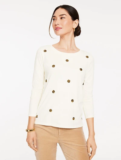 Long Sleeve Crewneck Tee - Sequin Dot