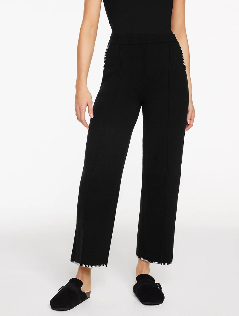 Whipstitch Wide Leg Sweater Pants